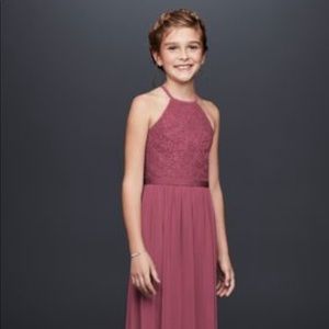 Keyhole Back Lace and Mesh Junior Bridesmaid Chianti Dress